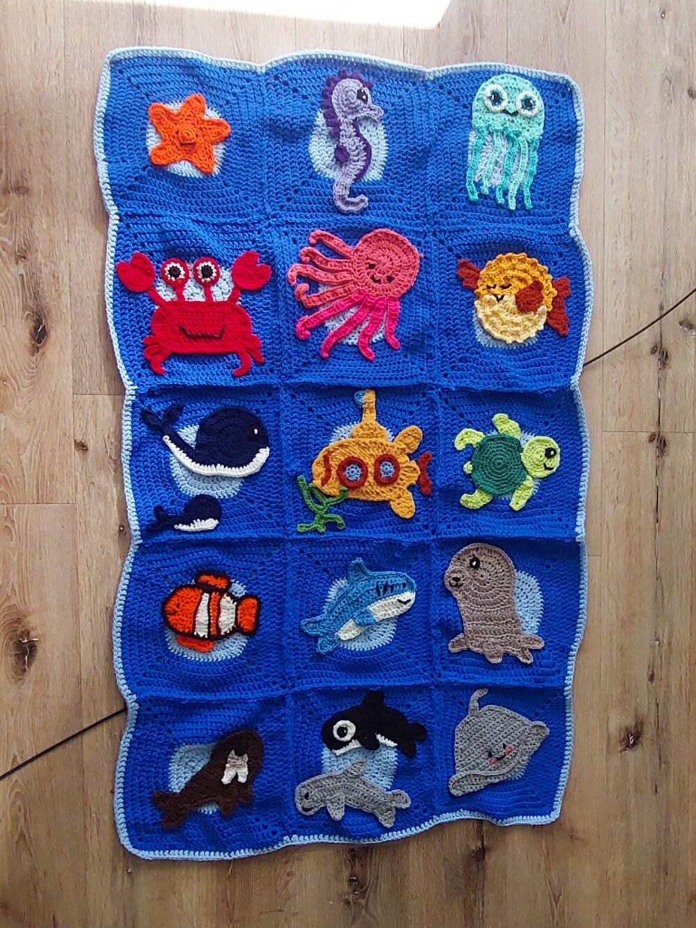 Handmade Crochet Ocean Blanket / Wall Hanging